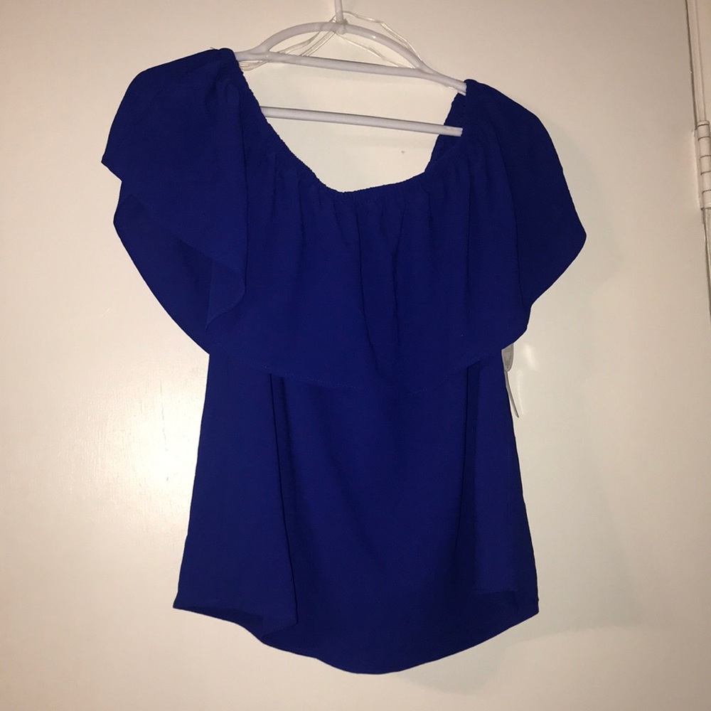 Blue off the shoulder blouse